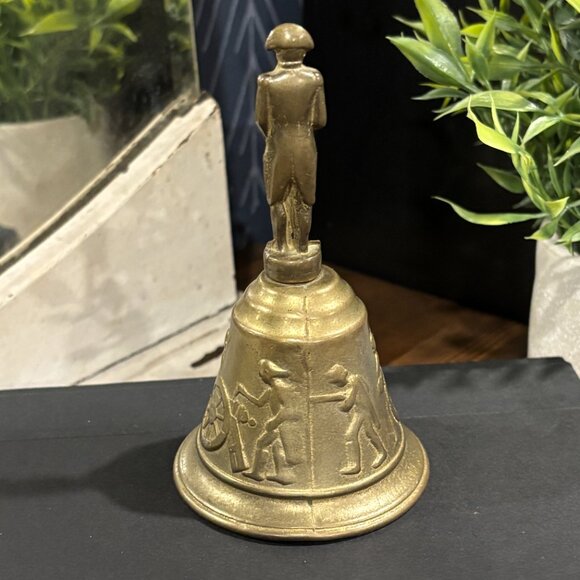 Vintage Brass Bell Depicting Napoleon Bonaparte Clapper Bell French Table Bell - Picture 4 of 10